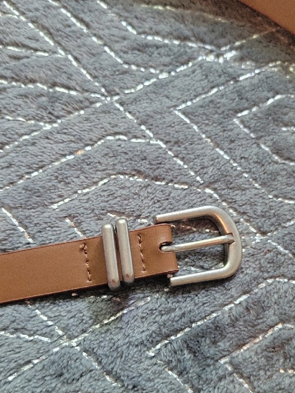 Target Women's Slim Tan Belt with Silver Buckle - Picture 4 of 5